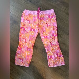 Victoria's Secret PINK Vintage Pajama Pants Orange Pink Geometric Graphic Large